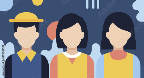 Three diverse individuals standing together in a group.