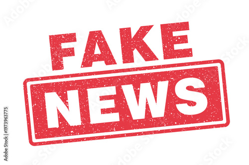 Fake News Red Stamp Label Grunge Texture Transparent Background