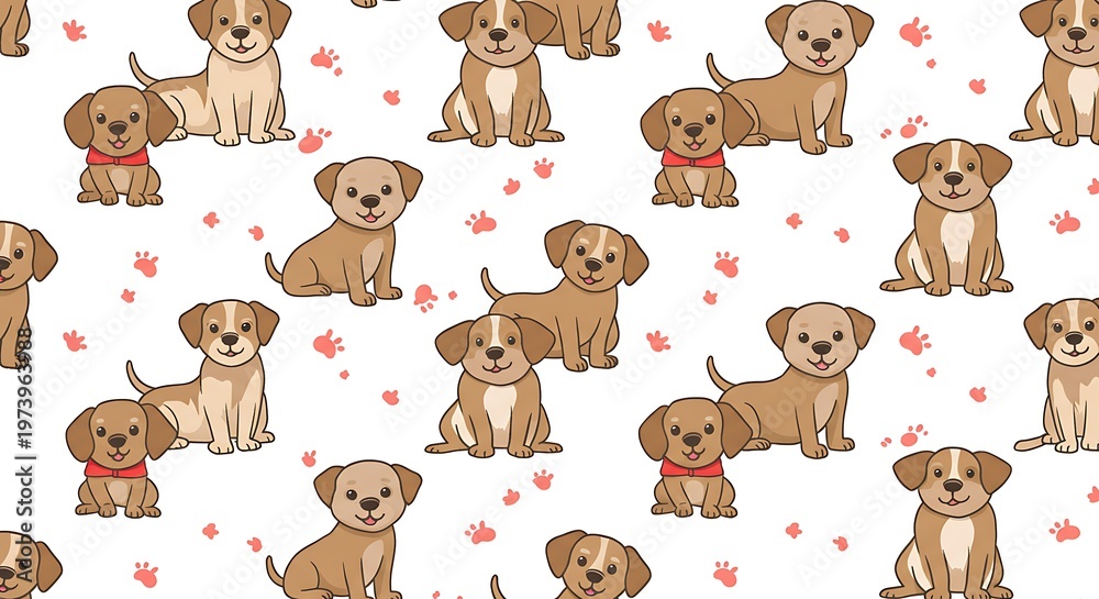 Fototapeta premium Adorable dog pattern background
