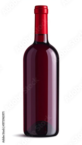 A wine bottle with a red foil top against a white background (1)