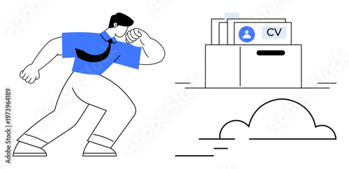 Recruitment process. Recruitment visuals capture CV storage and job applications. Recruitment ensures hiring efficiency and data management. For HR systems, job portals, hiring tools, cloud-based