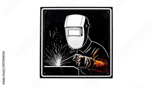 A worker in protective gear welding metal