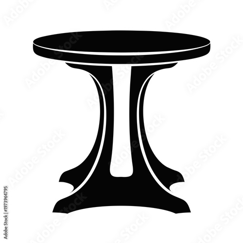 Minimalist round table vector icon, black silhouette of a modern pedestal side table, elegant furniture symbol for interior design and home decor