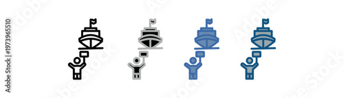 
embargo icon set multiple style collection with ship and people design
