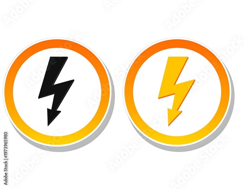 Two lightning bolt icons in orange circles on white