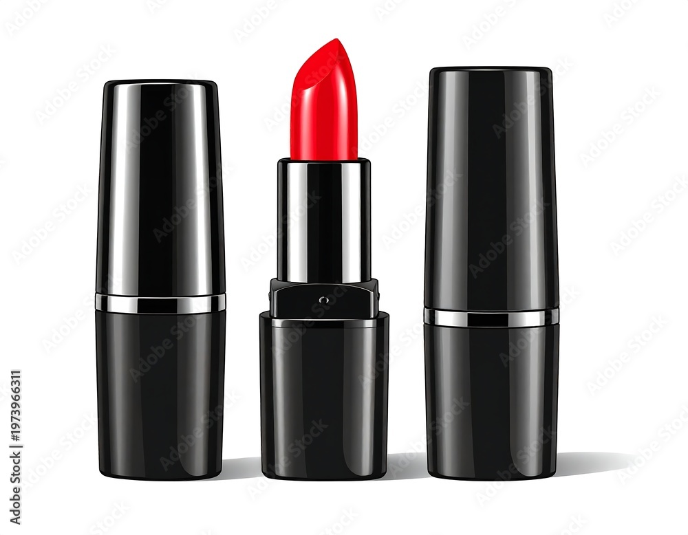 Obraz premium Three black lipstick tubes with one open