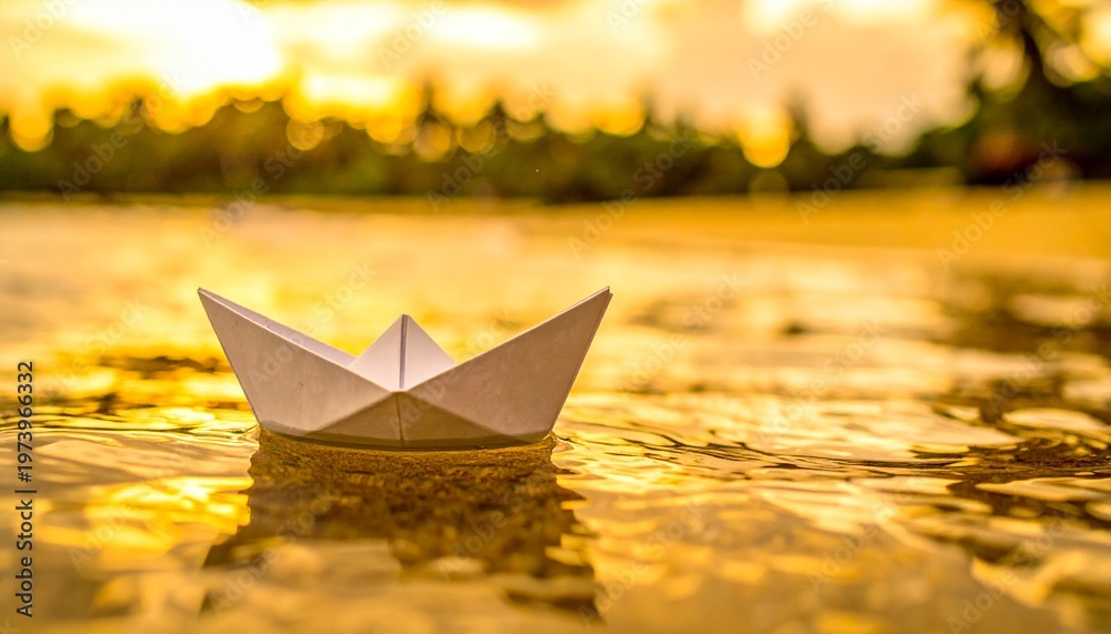 Fototapeta premium “Boat of Light: Paper Horizon”