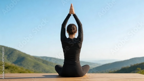 Woman practicing yoga outdoors