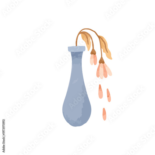 Dying Flowers in Slender Blue Glass Vase Art