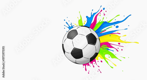 Colorful flaming soccer ball illustration isolated on white background