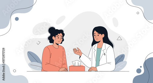 Sad Woman Crying During Therapy Session with Doctor