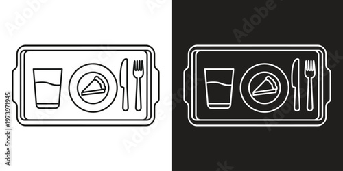 minimalist food tray with utensils flat design vector illustration
