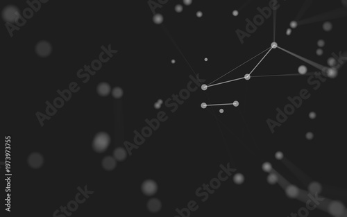 Abstract background. Molecules technology with polygonal shapes, connecting dots and lines. Connection structure. Big data visualization.