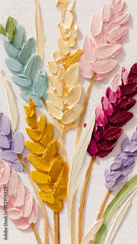 Colorful Floral Brushstrokes on White Canvas For Artistic Backgrounds