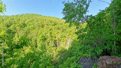 Distant View of Waterfall Through Woods in Shenandoah National Park