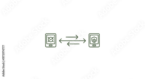 Secure Data Transfer - Digital Devices Exchanging Information Safely.