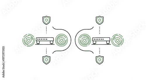 Secure Network Connection - Illustrated Digital Security Concept.