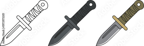 Minimalist vector icon set featuring identification cards and security badges in outline, solid dark gray, and flat blue color styles for user authentication and access control branding.