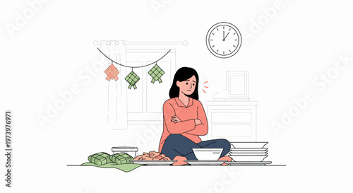 Pregnant woman sitting with laptop at home.