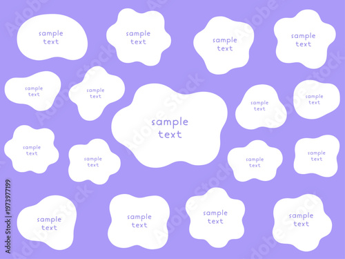 ゆるいフレームのベクターイラストセット。枠、流体シェイプ、楕円、曲線