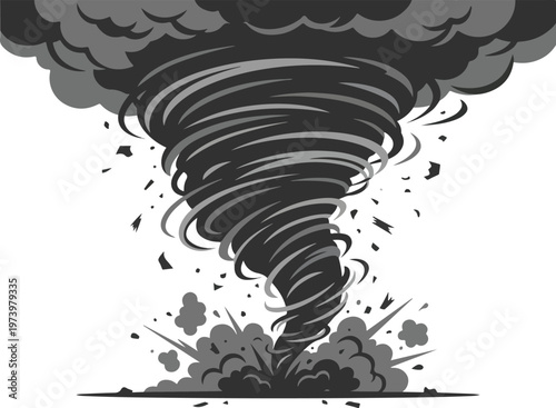 Powerful Tornado Illustration Depicting a Destructive Force of Nature Causing Chaos and Havoc