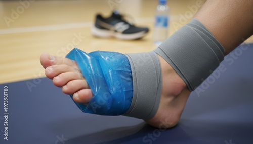 Athletes Foot Injury Recovery - Icing and Compression for Swelling Relief.