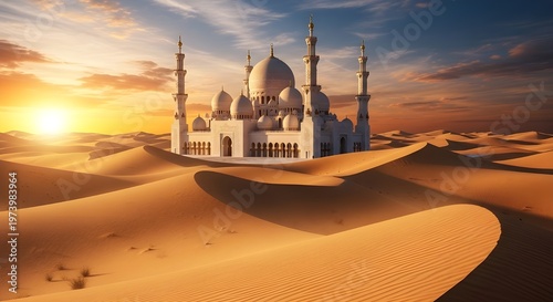 Luxury Golden Mosque with Elegant Architecture