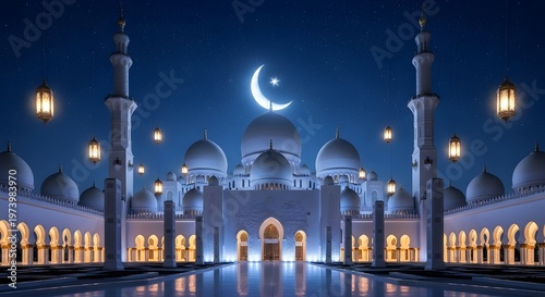 Sacred Mosque Surrounded by Soft Clouds