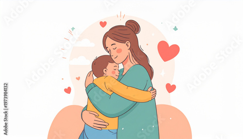 Hand Drawn Inner Child Healing Illustration, Self Love and Emotional Growth Concept, Warm Minimal Vector Art