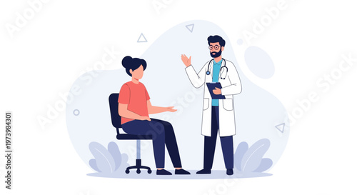 Doctor consulting patient in clinic, medical consultation, healthcare concept