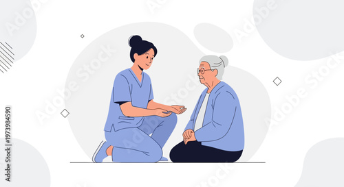 Nurse caring for elderly woman, home healthcare, support, compassion, medical assistance