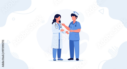 Doctor and Nurse Discussing Medical Case, Healthcare Professionals Collaboration