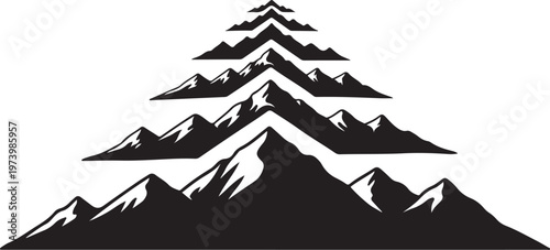 Black and White Mountain Range Silhouette Graphic Design