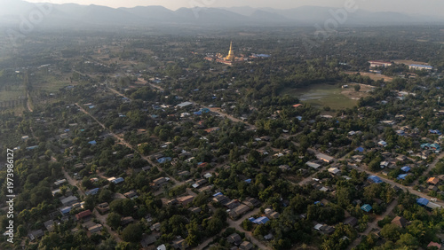 Aerial view of Karen village in Li district of Lamphun province, Thailand.