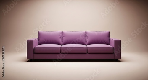 Minimalist mauve sofa, studio setting, furniture design and modern living