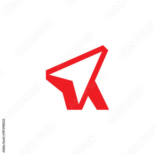 letter r arrow up outlines red geometric logo vector