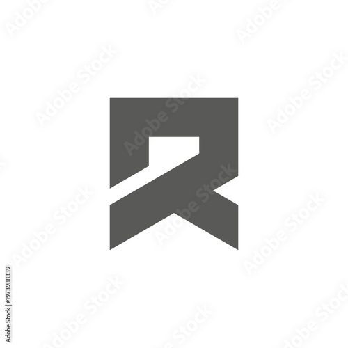 letter r simple geometric roof logo vector