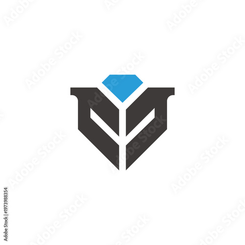 letter m slice blue diamond simple geometric logo vector