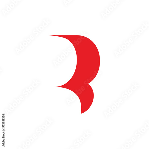 letter r red simple linked geoemetric curves logo vector
