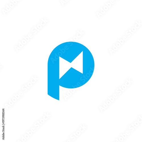 letter pn simple power blue simple geometric logo vector