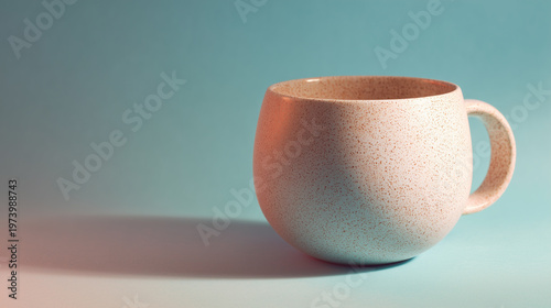 Ceramic cup with enhanced surface texture on gradient background