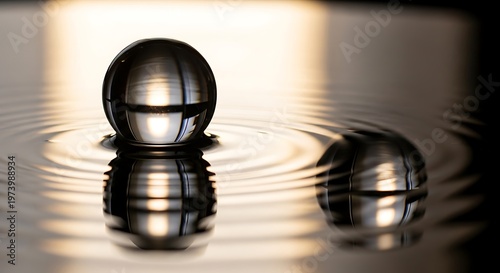 Spheres in harmonic interaction with rippled liquid surface concept