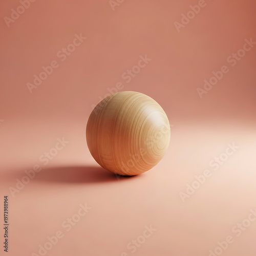 Spherical timber form with light woodgrain and minimalistic composition