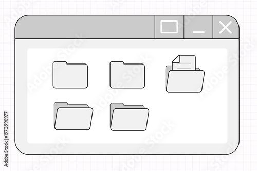 Minimalist OS window interface with folders vector