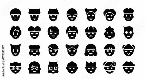 Black Silhouette Faces of People.