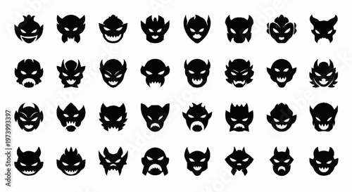 Collection of various animal face icons.