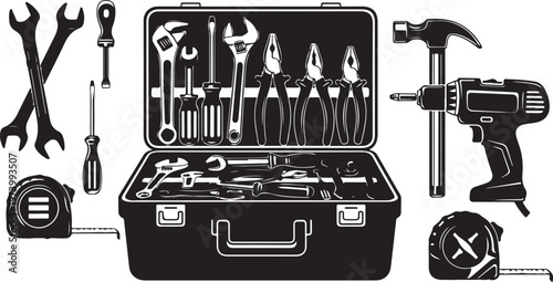 Toolbox with various tools and equipment for DIY projects