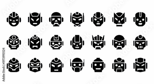 Robots with various facial expressions.