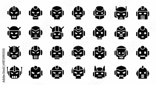 Collection of robot face icons.