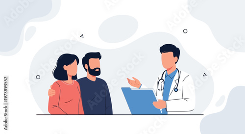 Doctor Consulting Couple About Health, Medical Consultation, Healthcare Concept